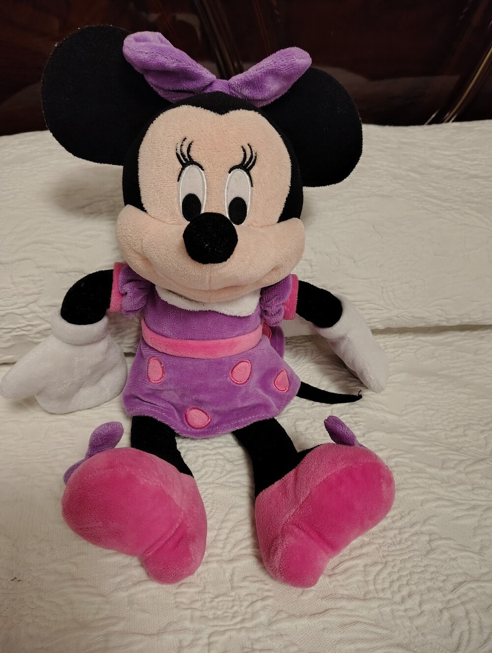 Purple and Pink Minnie Mouse Plush Toy - Kids Soft Stuffed Doll
